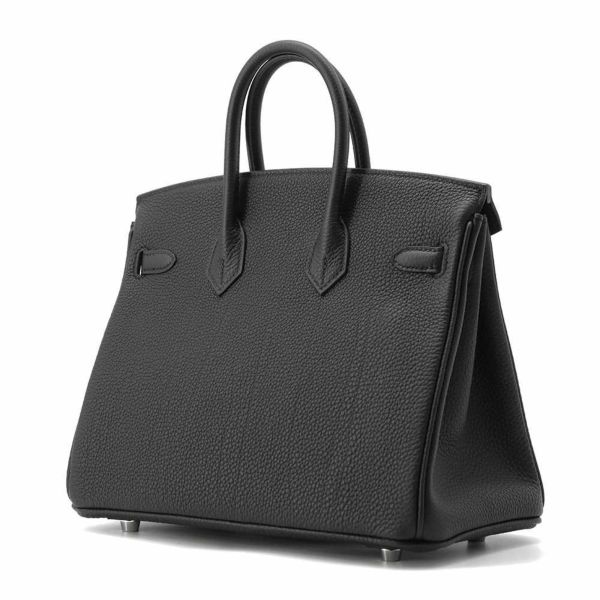 エルメス バーキン25 ブラック/シルバー金具 トゴ W刻印 HERMES Birkin ハンドバッグ 黒