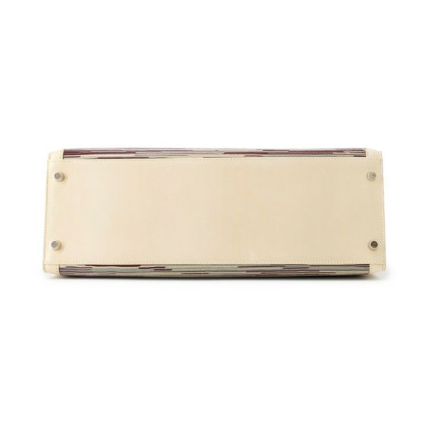 エルメス ハンドバッグ ケリー35 外縫い ベージュ/マルチカラー/シルバー金具 ヴィブラート □E刻印 2wayショルダー