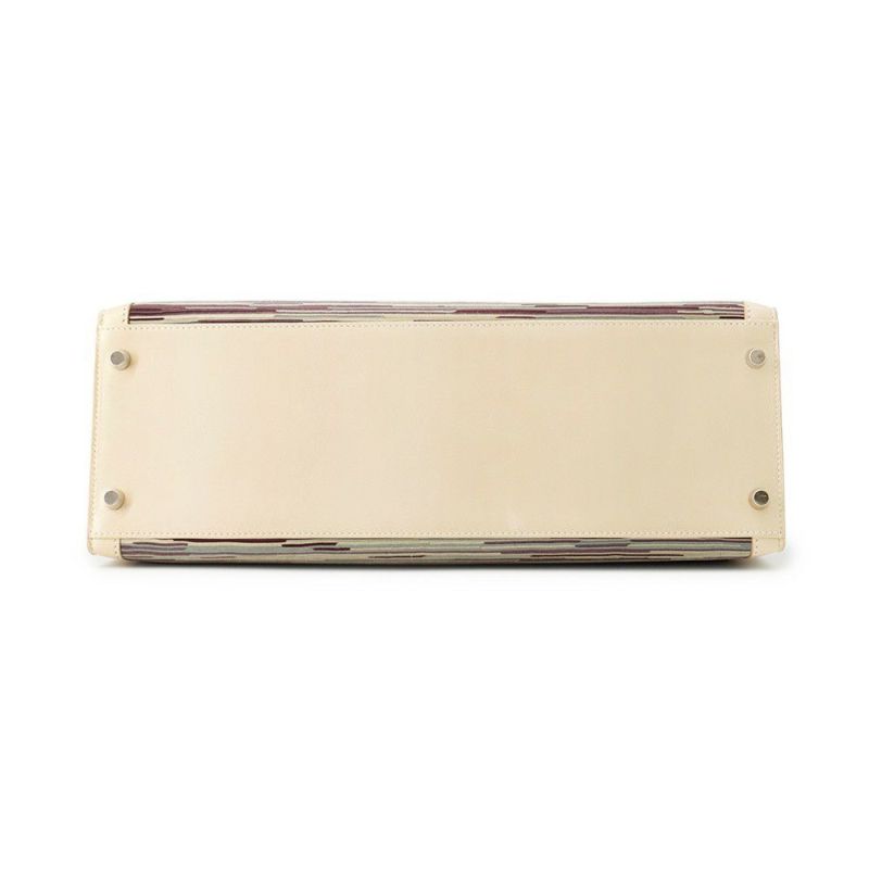 エルメス ハンドバッグ ケリー35 外縫い ベージュ/マルチカラー/シルバー金具 ヴィブラート □E刻印 2wayショルダー