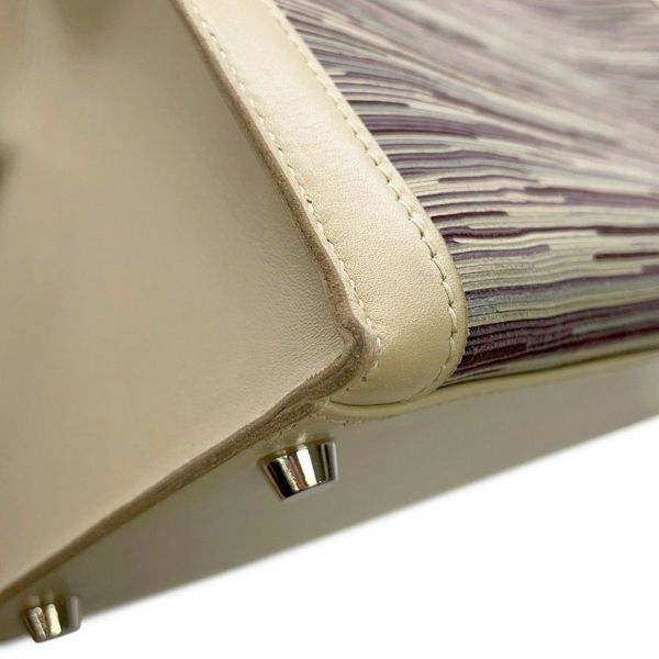 エルメス ハンドバッグ ケリー35 外縫い ベージュ/マルチカラー/シルバー金具 ヴィブラート □E刻印 2wayショルダー