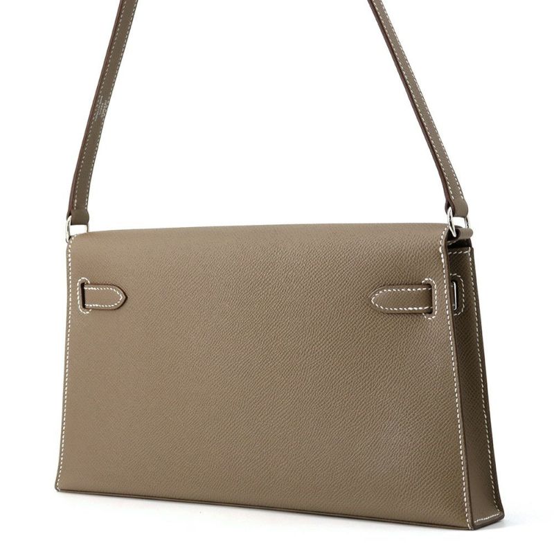 エルメス クラッチバッグ ケリーエラン エトゥープ/シルバー金具 エプソン K刻印 2wayショルダー