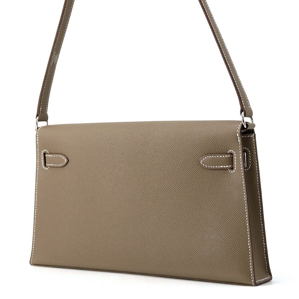 エルメス クラッチバッグ ケリーエラン エトゥープ/シルバー金具 エプソン K刻印 2wayショルダー