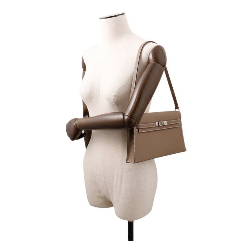 エルメス クラッチバッグ ケリーエラン エトゥープ/シルバー金具 エプソン K刻印 2wayショルダー