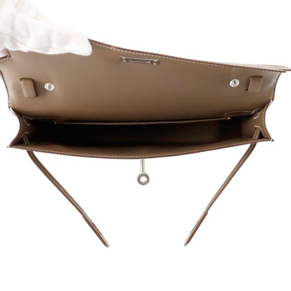 エルメス クラッチバッグ ケリーエラン エトゥープ/シルバー金具 エプソン K刻印 2wayショルダー