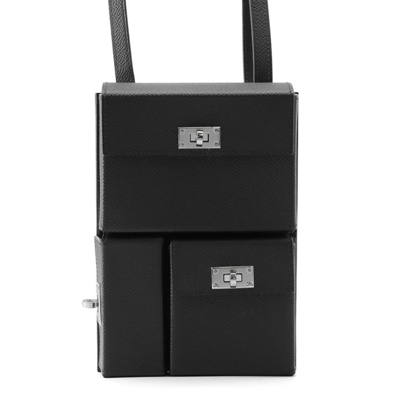 エルメス ショルダーバッグ ケリーマルチポケット ブラック/シルバー金具 エプソン W刻印 黒