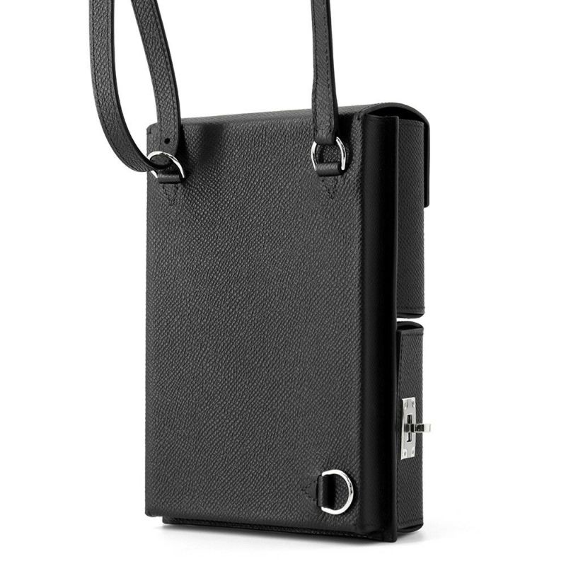 エルメス ショルダーバッグ ケリーマルチポケット ブラック/シルバー金具 エプソン W刻印 黒