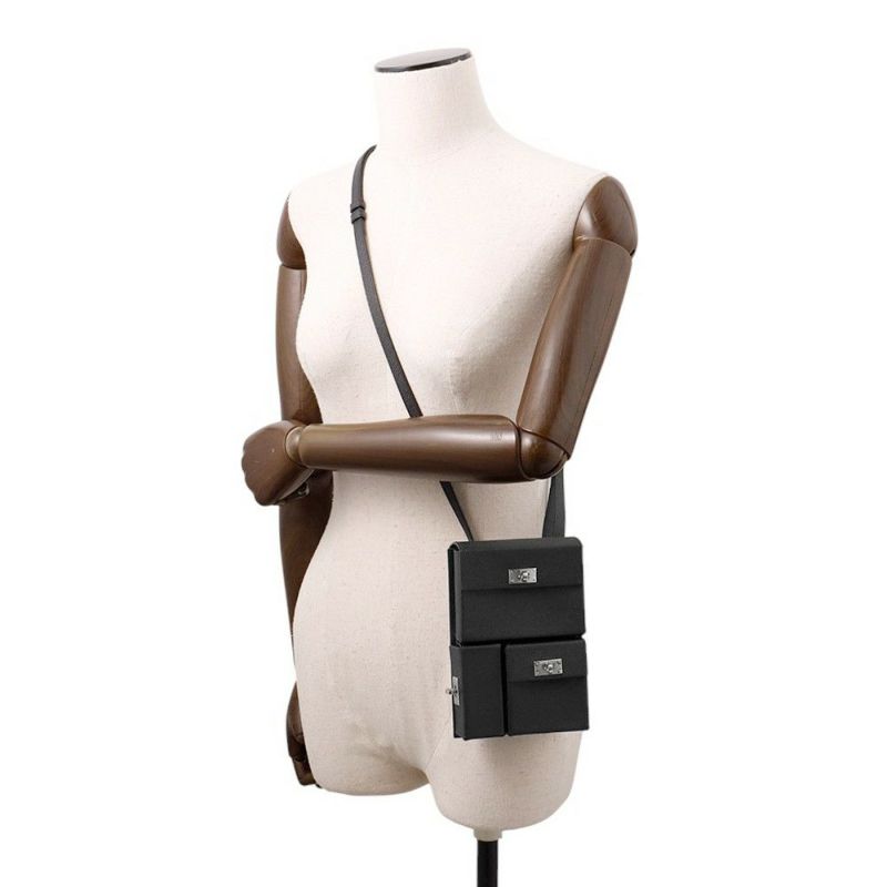 エルメス ショルダーバッグ ケリーマルチポケット ブラック/シルバー金具 エプソン W刻印 黒