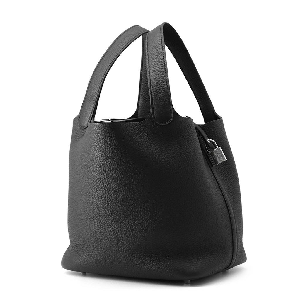 エルメス ハンドバッグ ピコタンロックMM ブラック/シルバー金具 トリヨンクレマンス W刻印 黒