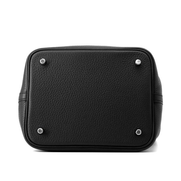 エルメス ハンドバッグ ピコタンロックMM ブラック/シルバー金具 トリヨンクレマンス W刻印 黒