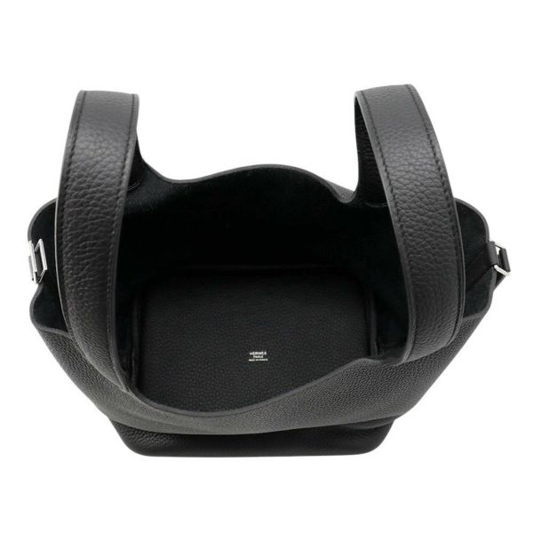 エルメス ハンドバッグ ピコタンロックMM ブラック/シルバー金具 トリヨンクレマンス W刻印 黒