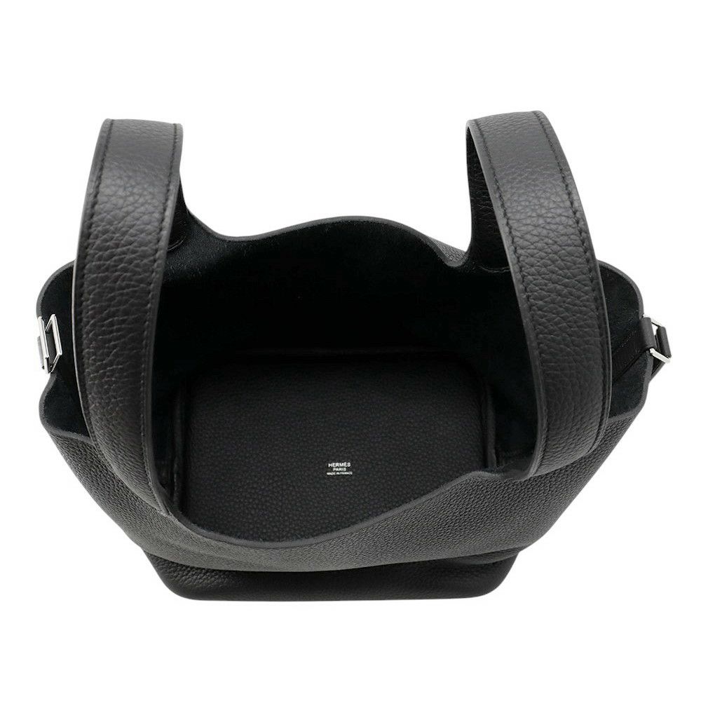 エルメス ハンドバッグ ピコタンロックMM ブラック/シルバー金具 トリヨンクレマンス W刻印 黒
