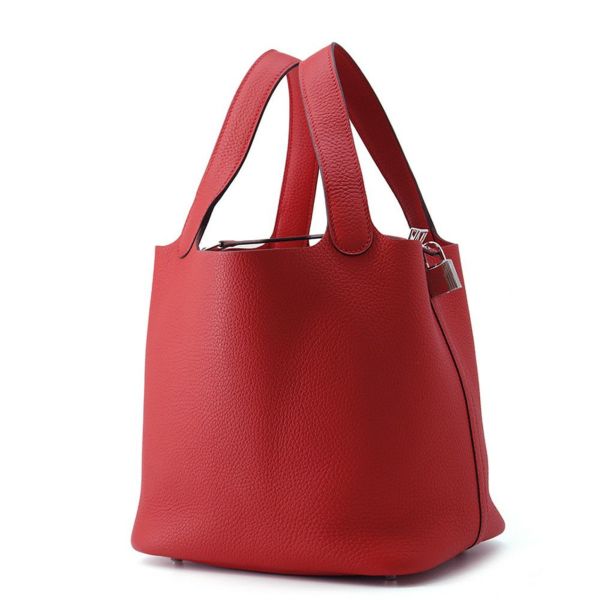 エルメス ハンドバッグ ピコタンロックMM ルージュラデュー/シルバー金具 トリヨンクレマンス K刻印