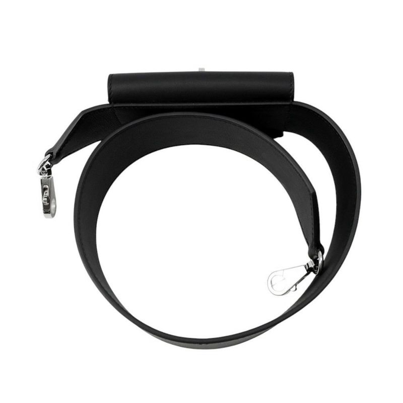 エルメス ショルダーストラップ バンドリエール ケリーポケット ブラック/シルバー金具 スイフト/ムートン B刻印 黒