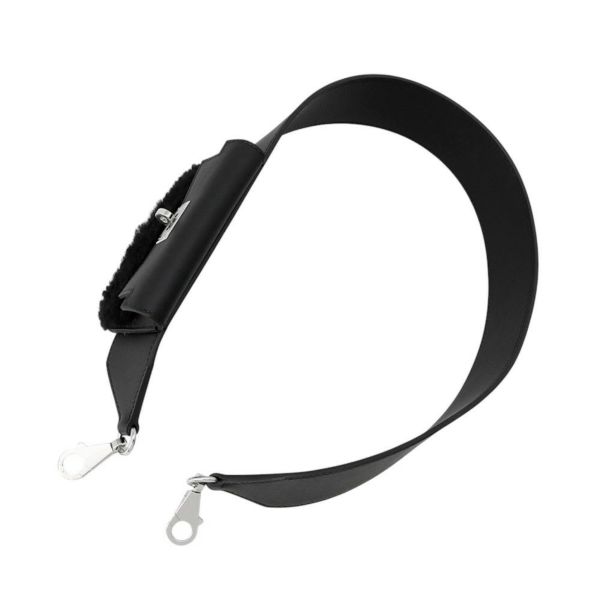 エルメス ショルダーストラップ バンドリエール ケリーポケット ブラック/シルバー金具 スイフト/ムートン B刻印 黒