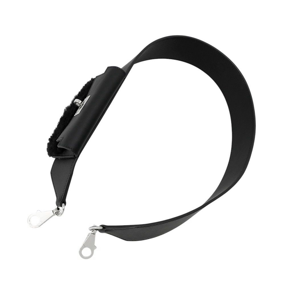 エルメス ショルダーストラップ バンドリエール ケリーポケット ブラック/シルバー金具 スイフト/ムートン B刻印 黒