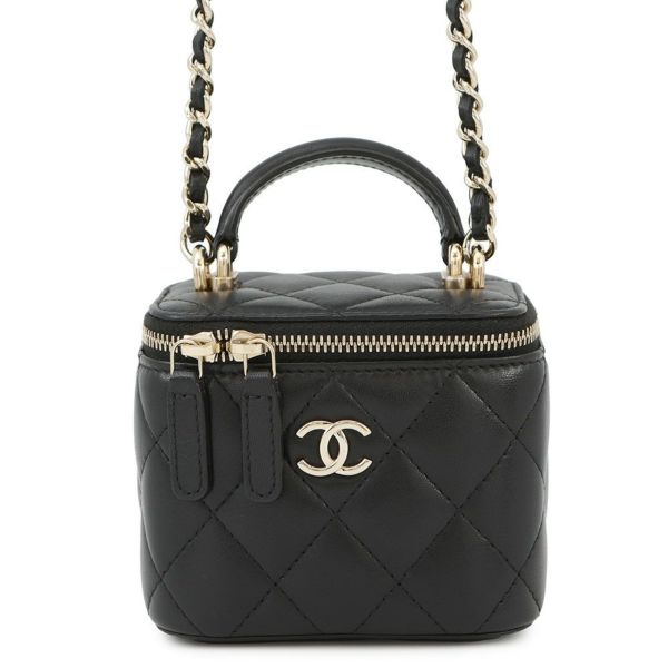 シャネル チェーンショルダーバッグ スモール バニティケース ラムスキン AP2198 CHANEL ポシェット 黒 ヴァニティ
