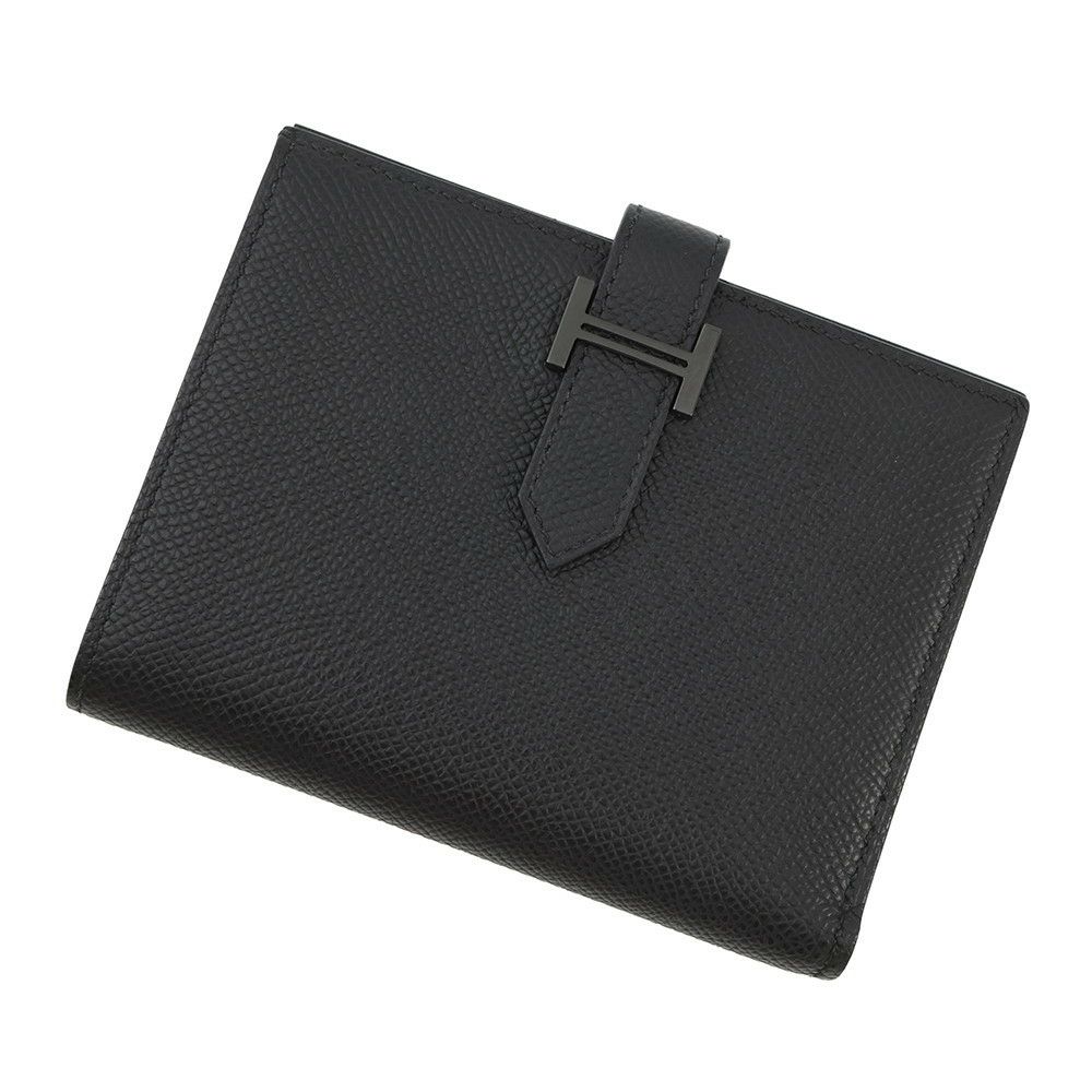 エルメス 二つ折り財布 ベアンコンパクト モノクローム ブラック/ブラック金具 エプソン U刻印 黒