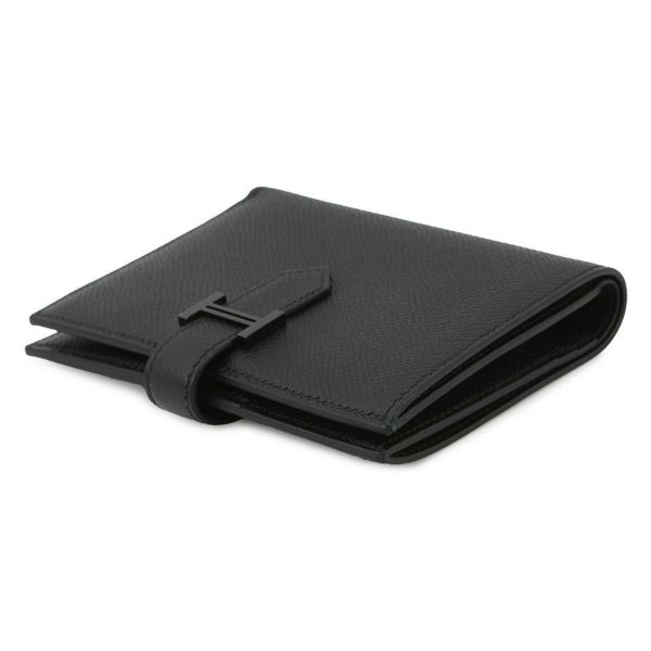 エルメス 二つ折り財布 ベアンコンパクト モノクローム ブラック/ブラック金具 エプソン U刻印 黒