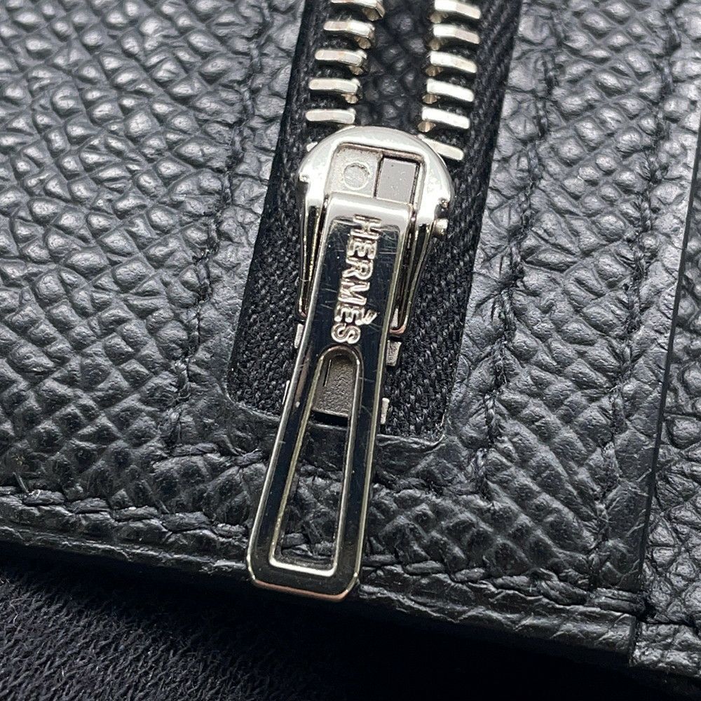 エルメス 二つ折り財布 ベアンコンパクト モノクローム ブラック/ブラック金具 エプソン U刻印 黒