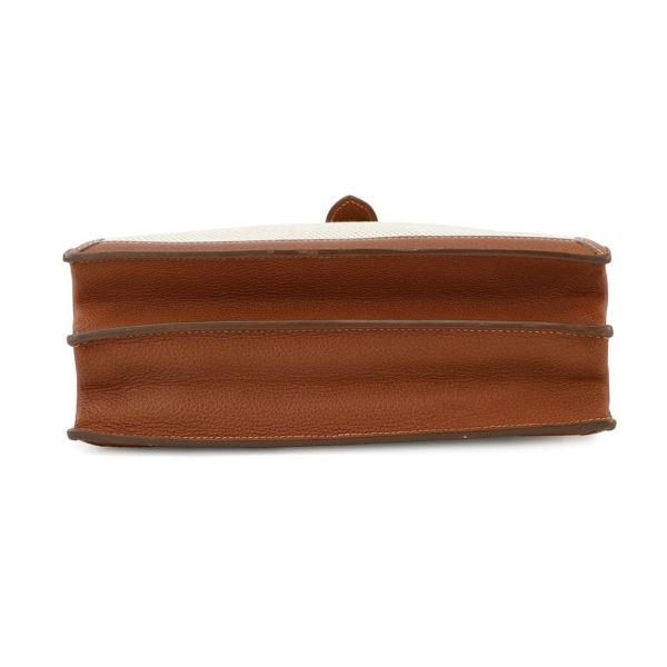 エルメス ショルダーバッグ サック・アデペッシュ DPLG ブラウン/ベージュ/シルバー金具 トワルアッシュ/ブッフル □G刻印