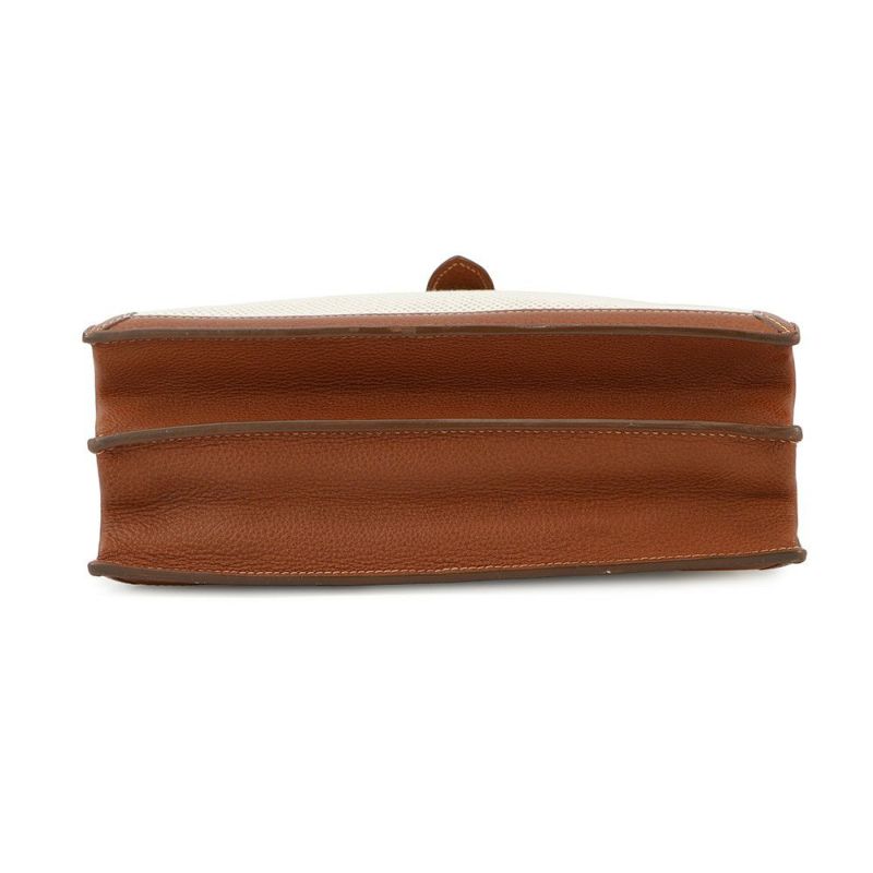 エルメス ショルダーバッグ サック・アデペッシュ DPLG ブラウン/ベージュ/シルバー金具 トワルアッシュ/ブッフル □G刻印