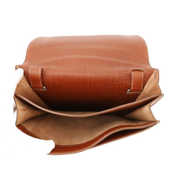 エルメス ショルダーバッグ サック・アデペッシュ DPLG ブラウン/ベージュ/シルバー金具 トワルアッシュ/ブッフル □G刻印