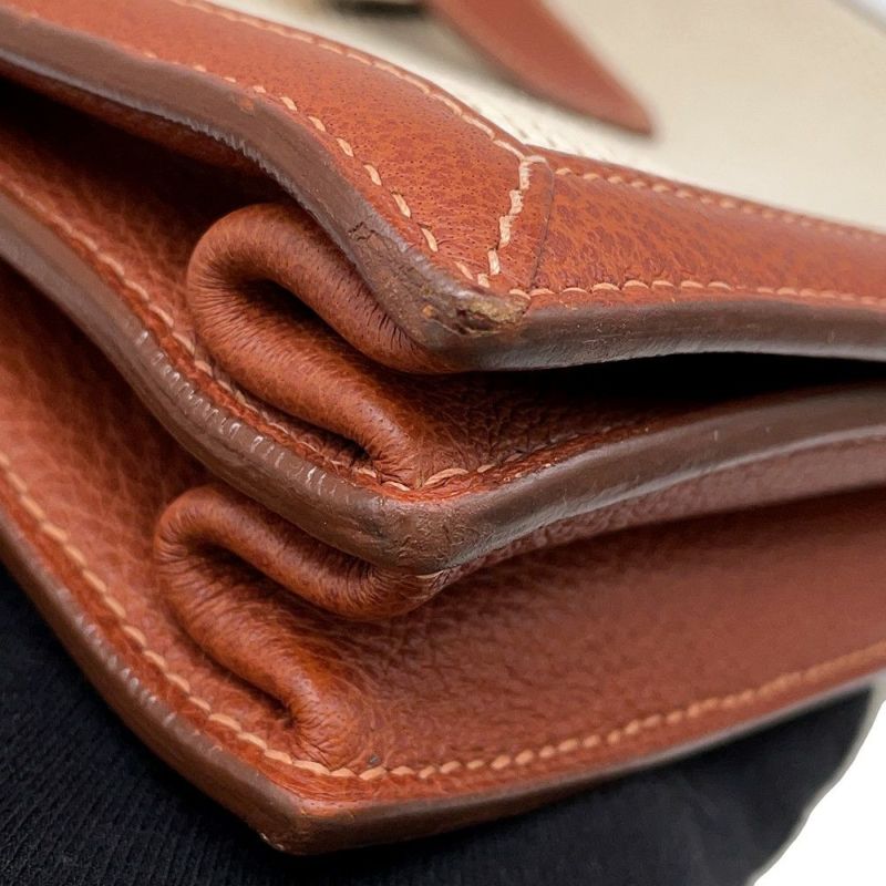 エルメス ショルダーバッグ サック・アデペッシュ DPLG ブラウン/ベージュ/シルバー金具 トワルアッシュ/ブッフル □G刻印