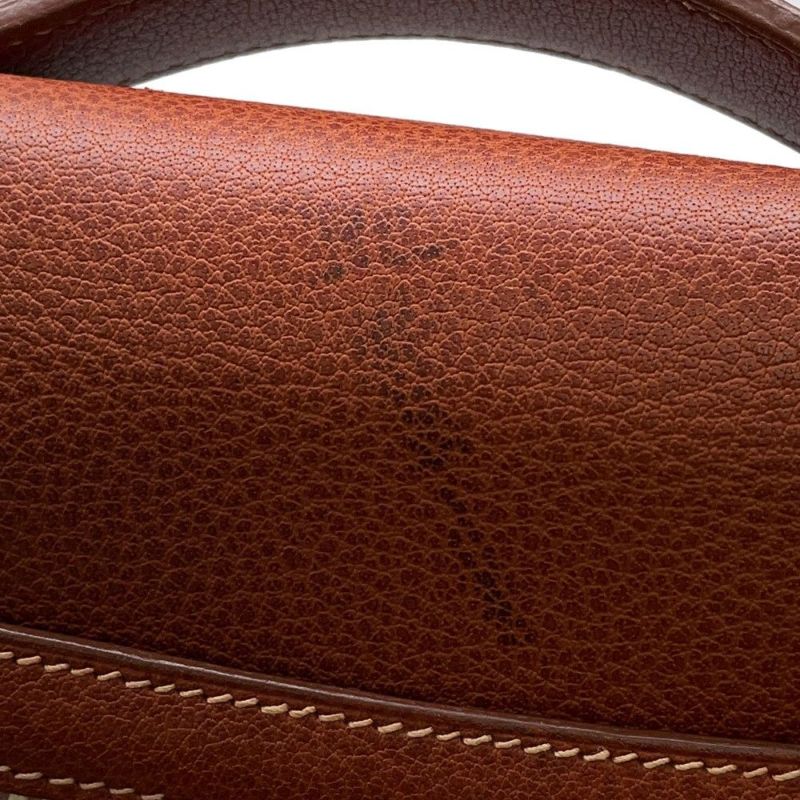 エルメス ショルダーバッグ サック・アデペッシュ DPLG ブラウン/ベージュ/シルバー金具 トワルアッシュ/ブッフル □G刻印