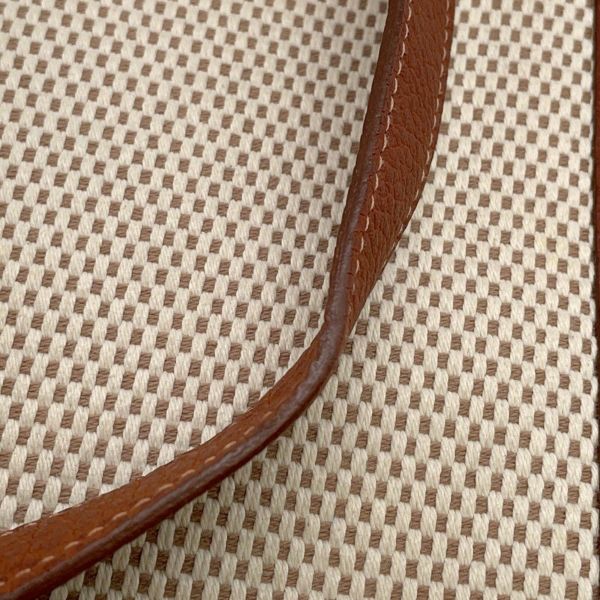 エルメス ショルダーバッグ サック・アデペッシュ DPLG ブラウン/ベージュ/シルバー金具 トワルアッシュ/ブッフル □G刻印