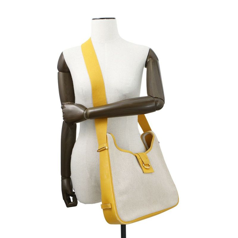 エルメス ショルダーバッグ サコ ジョーヌ/ナチュラル/ゴールド金具 トワルアッシュ/クシュベル 〇Y刻印