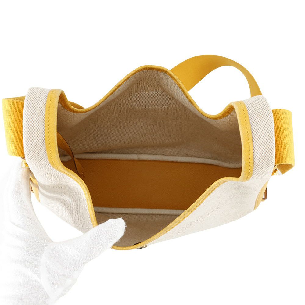 エルメス ショルダーバッグ サコ ジョーヌ/ナチュラル/ゴールド金具 トワルアッシュ/クシュベル 〇Y刻印