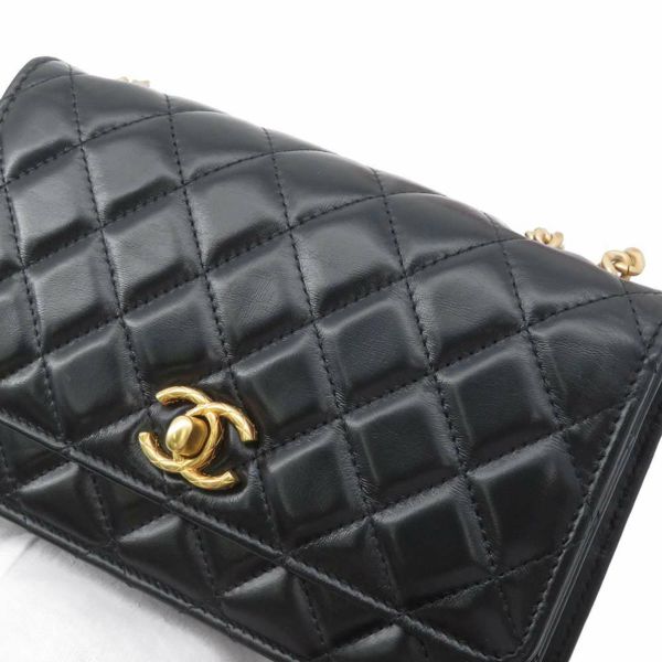 シャネル チェーンウォレット ココマーク マトラッセ ラムスキン CHANEL 財布 黒 ブラック