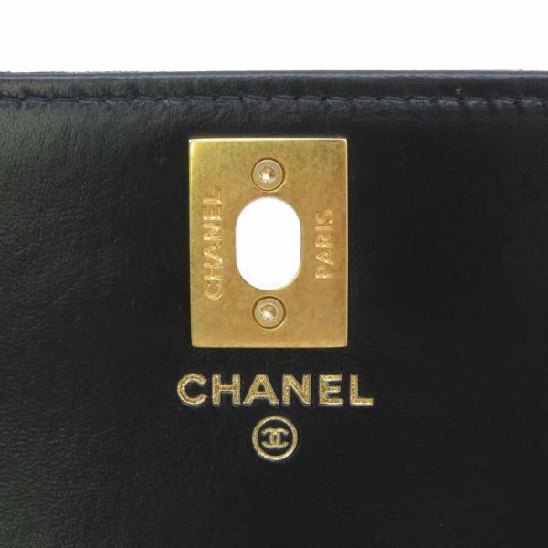 シャネル チェーンウォレット ココマーク マトラッセ ラムスキン CHANEL 財布 黒 ブラック