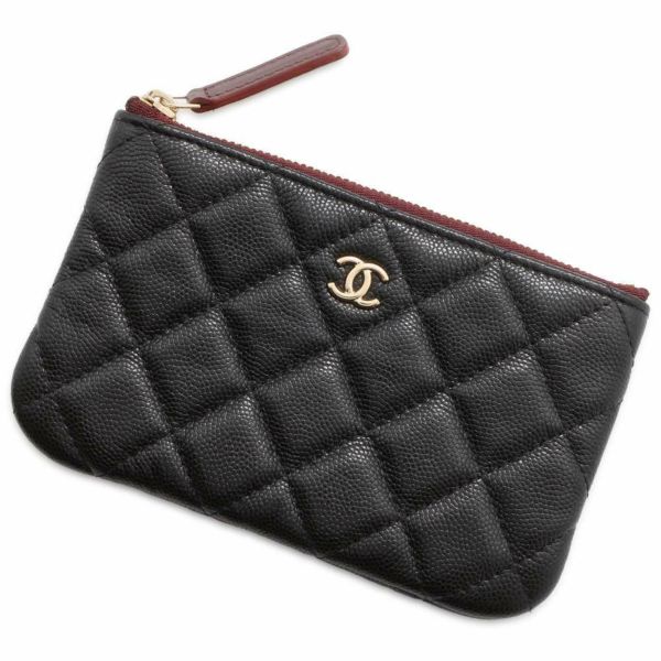 シャネル ミニポーチ マトラッセ ココマーク キャビアスキン A82365 CHANEL コインケース 小銭入れ 黒