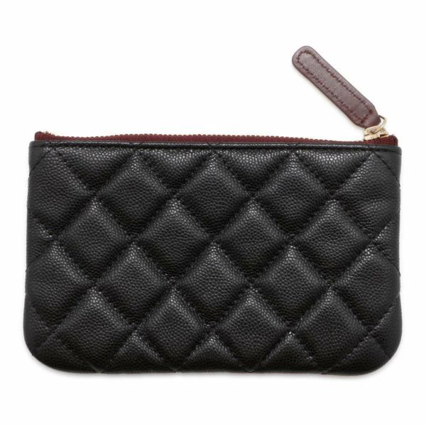 シャネル ミニポーチ マトラッセ ココマーク キャビアスキン A82365 CHANEL コインケース 小銭入れ 黒