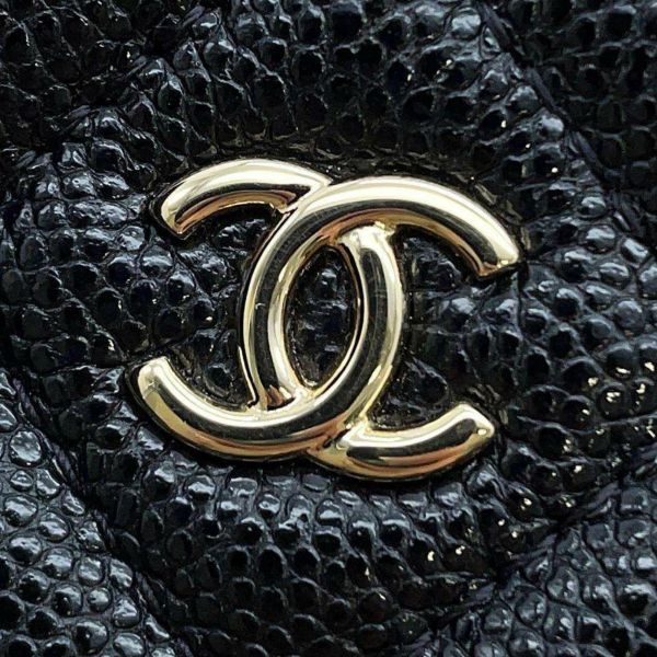 シャネル ミニポーチ マトラッセ ココマーク キャビアスキン A82365 CHANEL コインケース 小銭入れ 黒