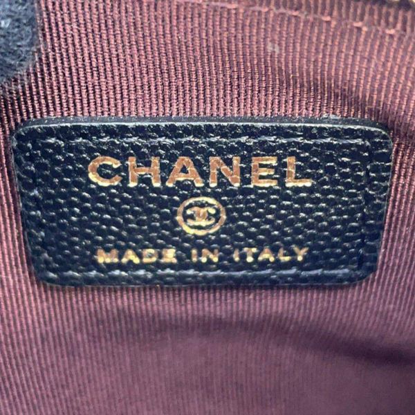 シャネル ミニポーチ マトラッセ ココマーク キャビアスキン A82365 CHANEL コインケース 小銭入れ 黒