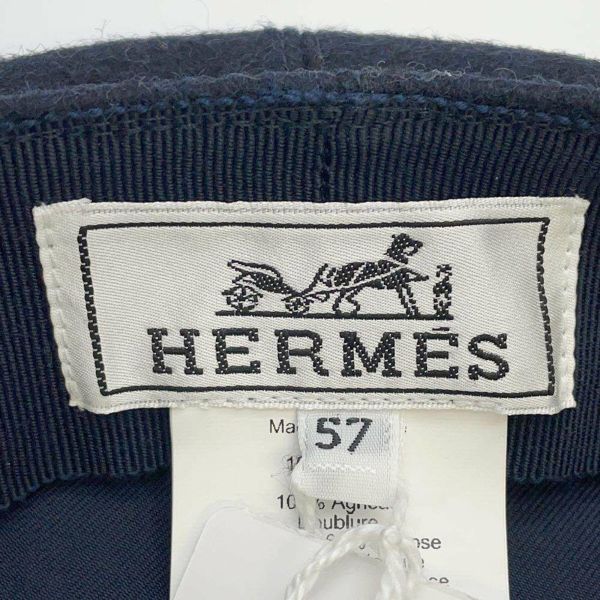 エルメス キャスケット ウール レザー サイズ57 HERMES 帽子