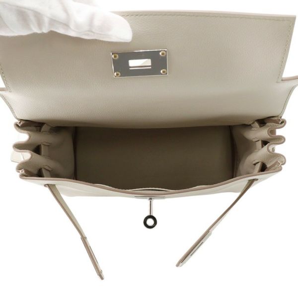 エルメス ケリーメッセンジャーPM ベトン/シルバー金具 エバーカラー B刻印 HERMES バッグ メンズ