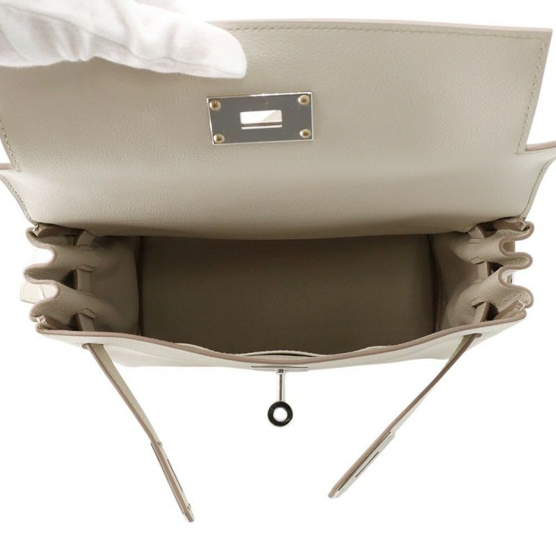 エルメス ケリーメッセンジャーPM ベトン/シルバー金具 エバーカラー B刻印 HERMES バッグ メンズ