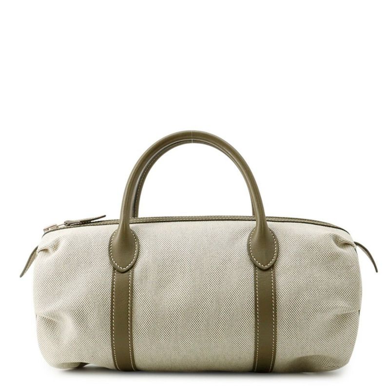 エルメス ハンドバッグ ポロション マドモアゼル ナチュラル/ヴェルヴェロネーズ/シルバー金具 トワルアッシュ/バレニア