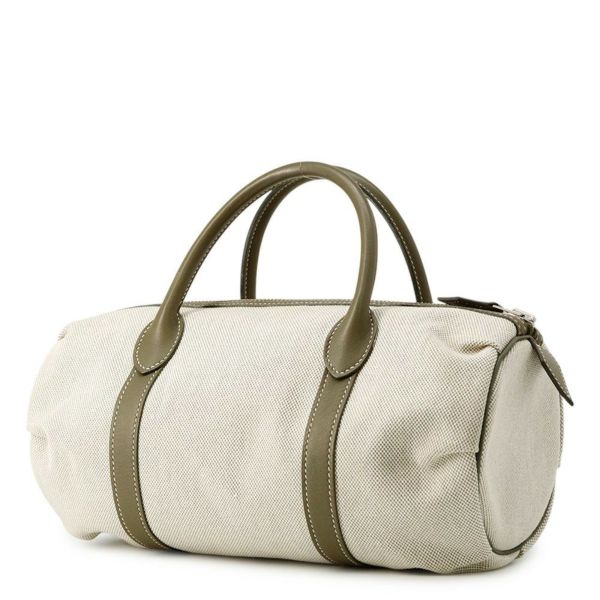 エルメス ハンドバッグ ポロション マドモアゼル ナチュラル/ヴェルヴェロネーズ/シルバー金具 トワルアッシュ/バレニア