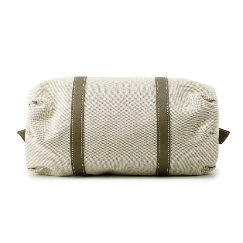 エルメス ハンドバッグ ポロション マドモアゼル ナチュラル/ヴェルヴェロネーズ/シルバー金具 トワルアッシュ/バレニア