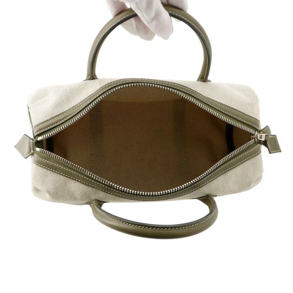 エルメス ハンドバッグ ポロション マドモアゼル ナチュラル/ヴェルヴェロネーズ/シルバー金具 トワルアッシュ/バレニア