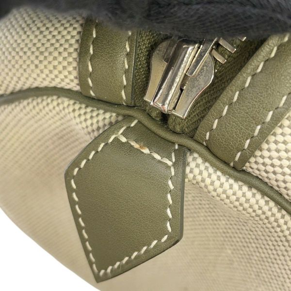 エルメス ハンドバッグ ポロション マドモアゼル ナチュラル/ヴェルヴェロネーズ/シルバー金具 トワルアッシュ/バレニア