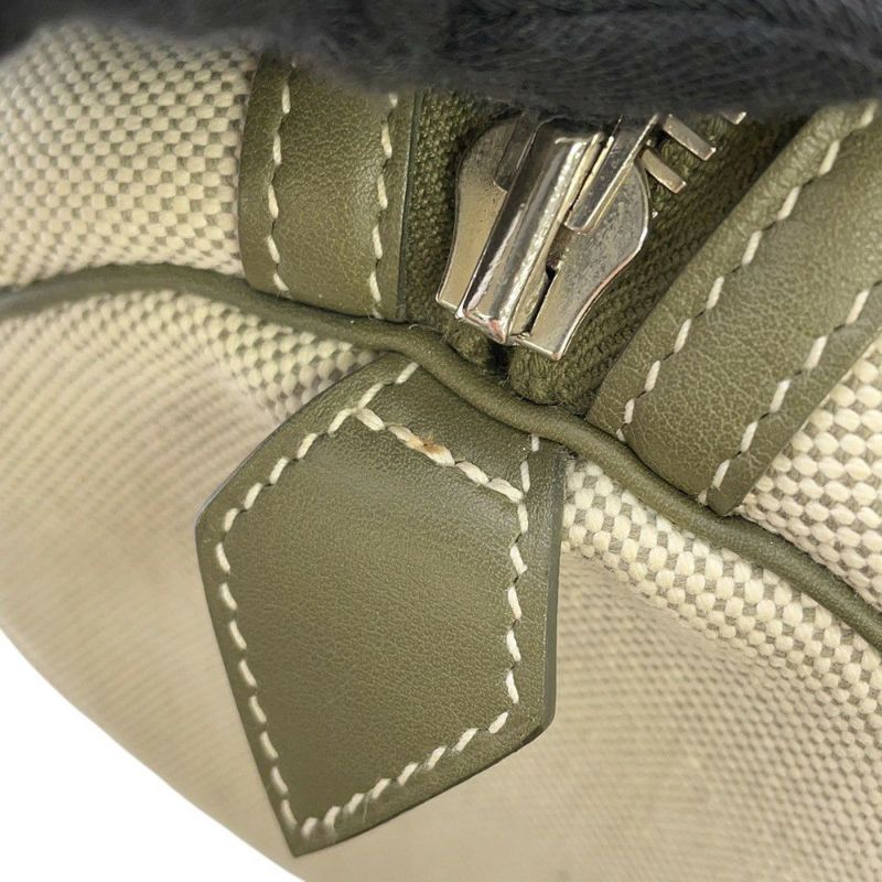 エルメス ハンドバッグ ポロション マドモアゼル ナチュラル/ヴェルヴェロネーズ/シルバー金具 トワルアッシュ/バレニア