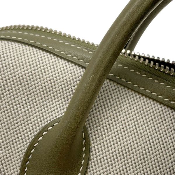 エルメス ハンドバッグ ポロション マドモアゼル ナチュラル/ヴェルヴェロネーズ/シルバー金具 トワルアッシュ/バレニア