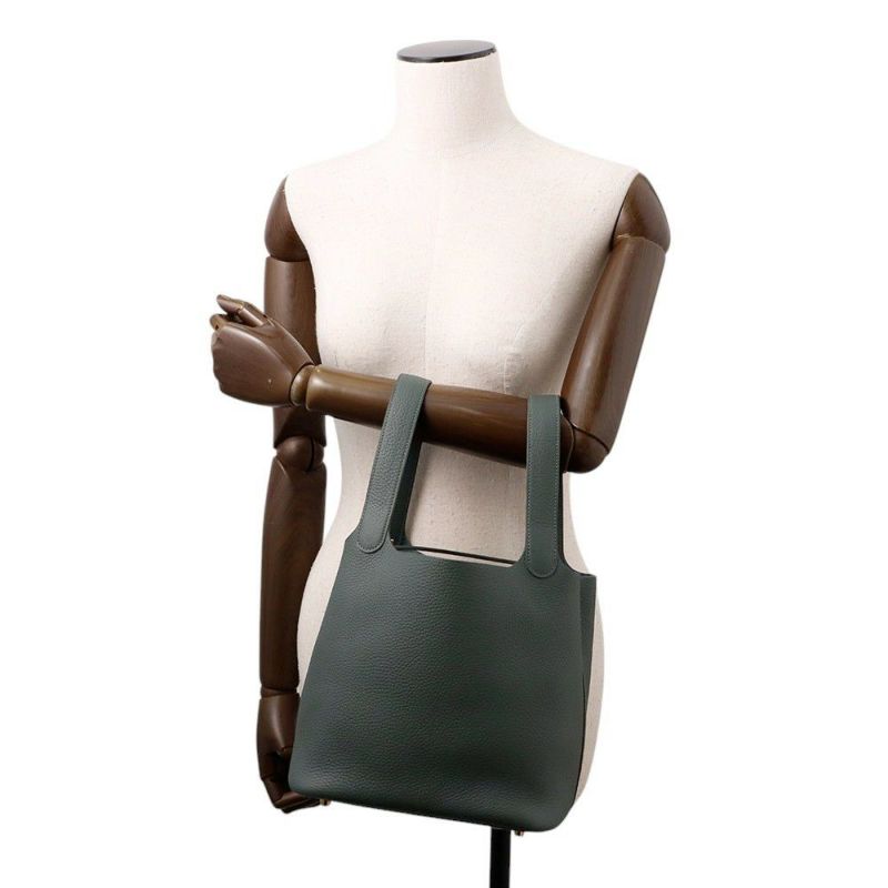 エルメス ハンドバッグ ピコタンロックMM ヴェールマングローブ/ゴールド金具 トリヨンクレマンス K刻印