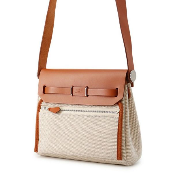 エルメス ショルダーバッグ エールバッグジップ ミニ フォーヴ/シルバー金具 トワルアッシュ/ヴァッシュハンター K刻印