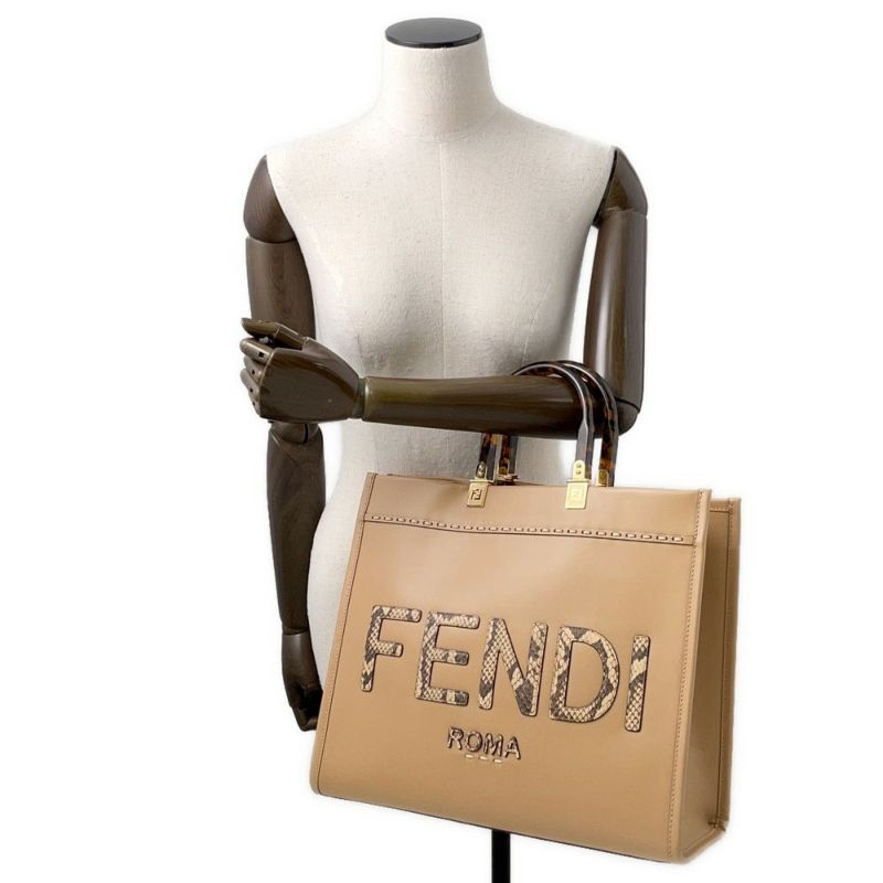 フェンディ トートバッグ サンシャイン ミディアム レザー パイソン 8BH386 FENDI 2wayショルダー